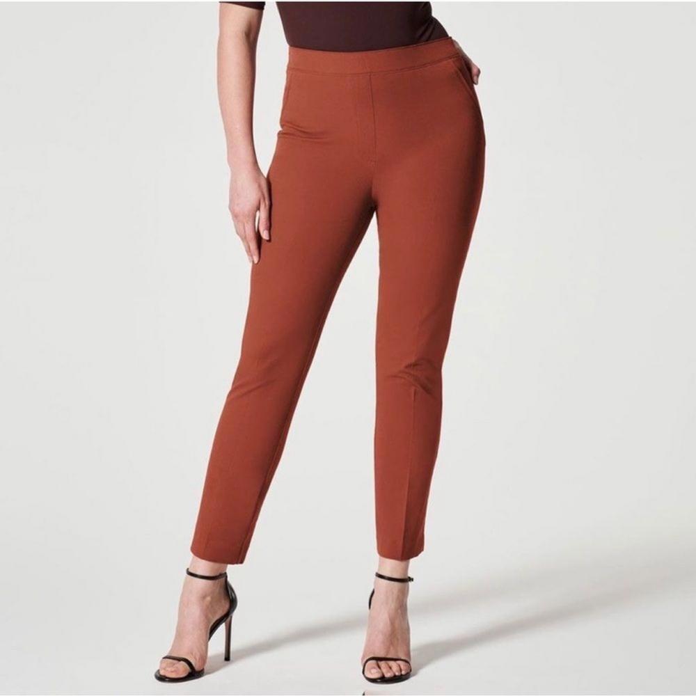 Spanx Womens On The Go Ankle‎ Slim Straight Pants Bronze Glow Size M New